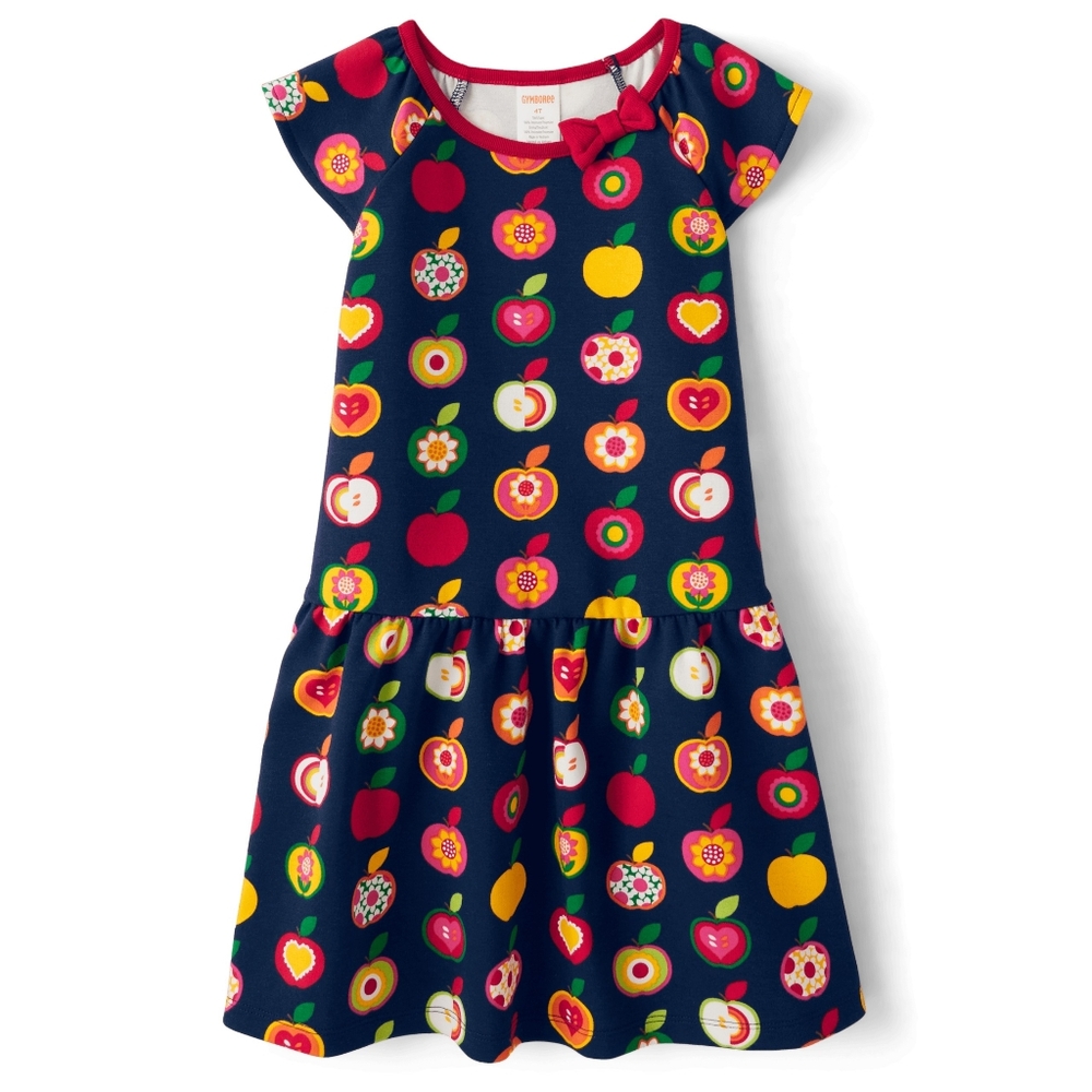 Gymboree Girl Apple Orchard Printed Peplum Bright Colorful Fall Dress Size 8 NEW